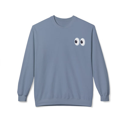 Cute Eyes Crewneck Sweatshirt, Cozy  Fleece, Perfect for Gifts, Casual Wear, Everyday Comfort