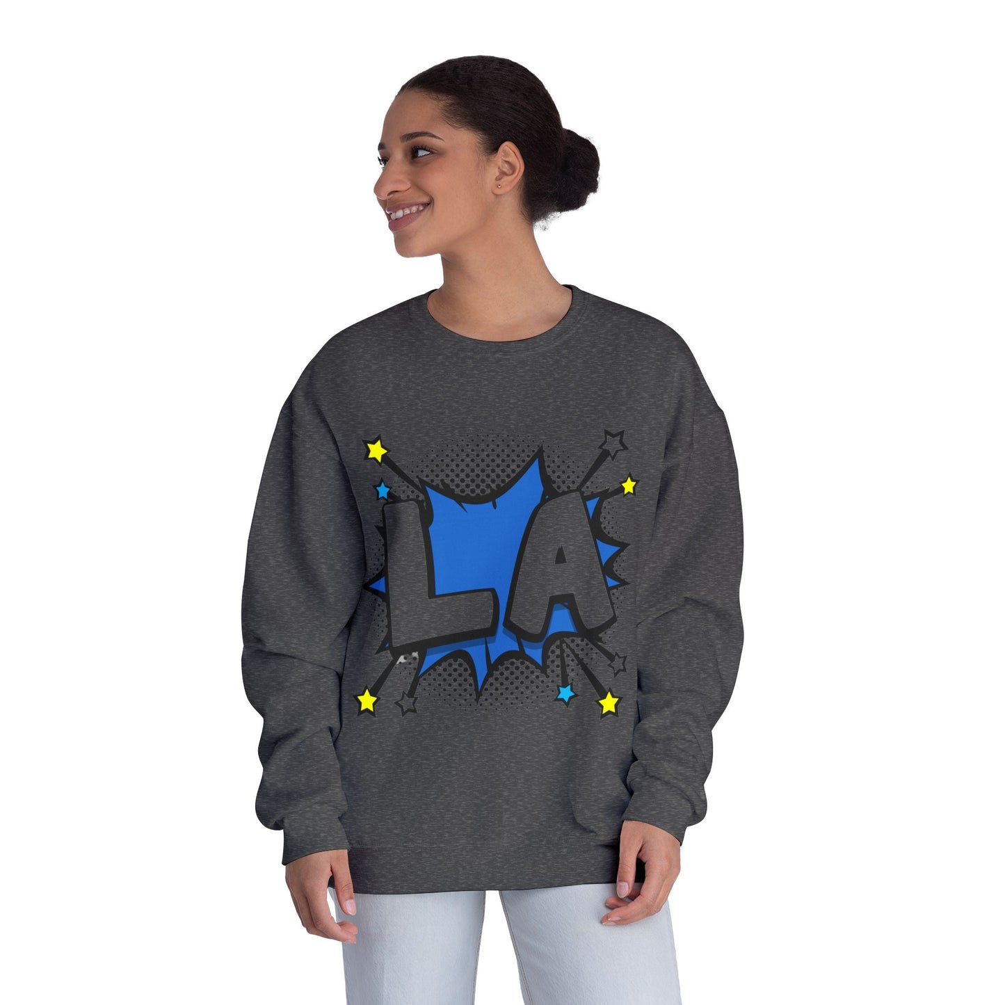 Cool LA Comic Style Crewneck Sweatshirt,  Graphic Sweater, Gift for Him, Her, Casual Wear