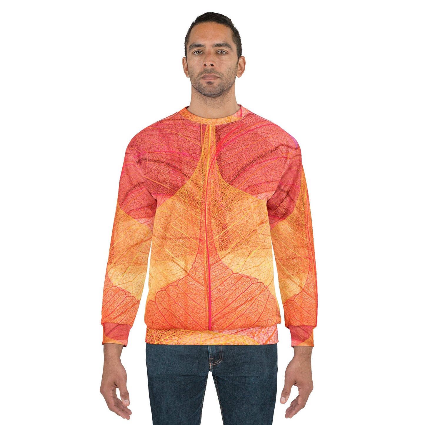 Leaves  Sweatshirt -Autumn, Cozy Fall Apparel, Gift for Nature Lovers, Unique AOP Design, Perfect for Cool Days