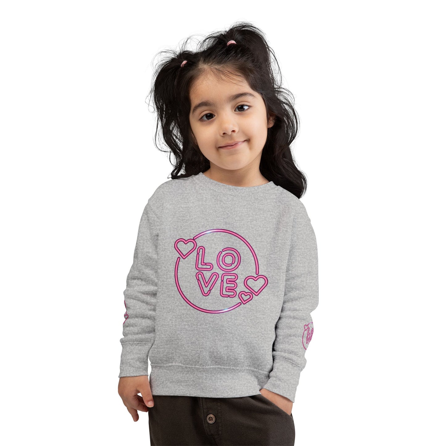 Charming Toddler Sweatshirt with 'Love' Print, Cozy Kids Pullover, Cute Gift for Birthdays, Playdates