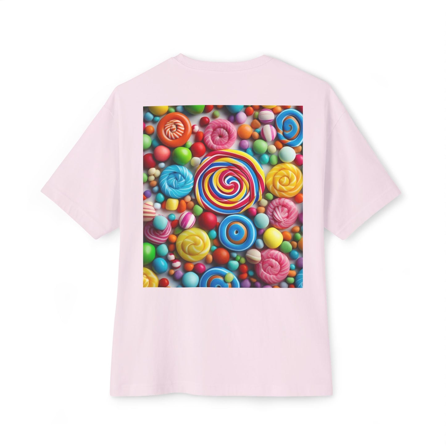 Candy-Themed  Oversized Boxy Tee, Sweet Treat Shirt, Fun Summer Tee, Trendy Casual Wear, Gift for Candy Lovers, Party Shirt, [...]