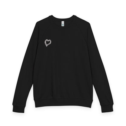 Cozy Love Heart Raglan Crewneck Sweatshirt, Pullover, Gift for Him/Her, Casual Wear, Valentine's Day Gift, Year-Round Comfort