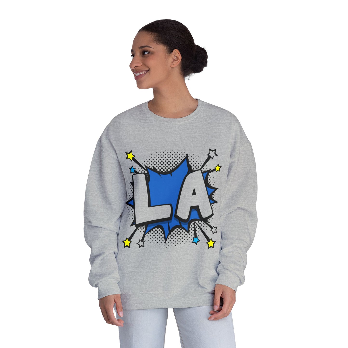Cool LA Comic Style Crewneck Sweatshirt,  Graphic Sweater, Gift for Him, Her, Casual Wear