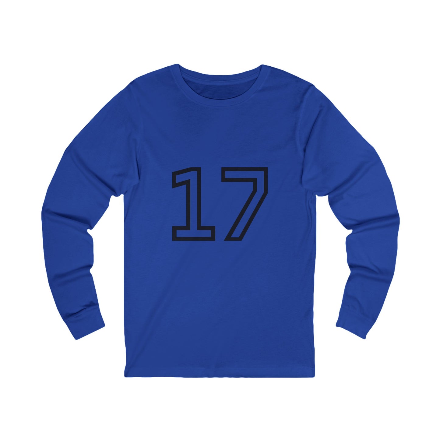 Minimalist  Long Sleeve Tee with Number 17, Casual Wear, Sports Life, Personalized Gift, Everyday Comfort, Fashion Statement