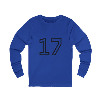 Minimalist  Long Sleeve Tee with Number 17, Casual Wear, Sports Life, Personalized Gift, Everyday Comfort, Fashion Statement