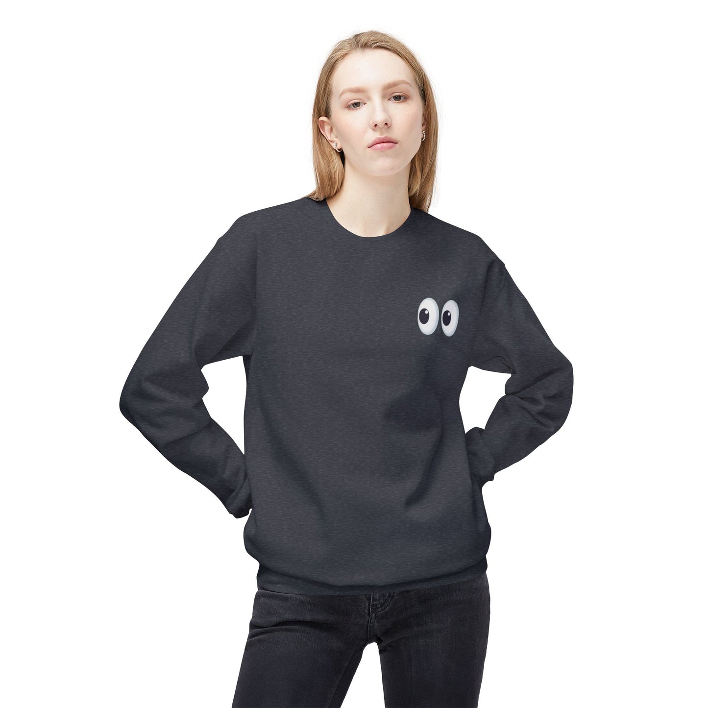 Cute Eyes Crewneck Sweatshirt, Cozy  Fleece, Perfect for Gifts, Casual Wear, Everyday Comfort