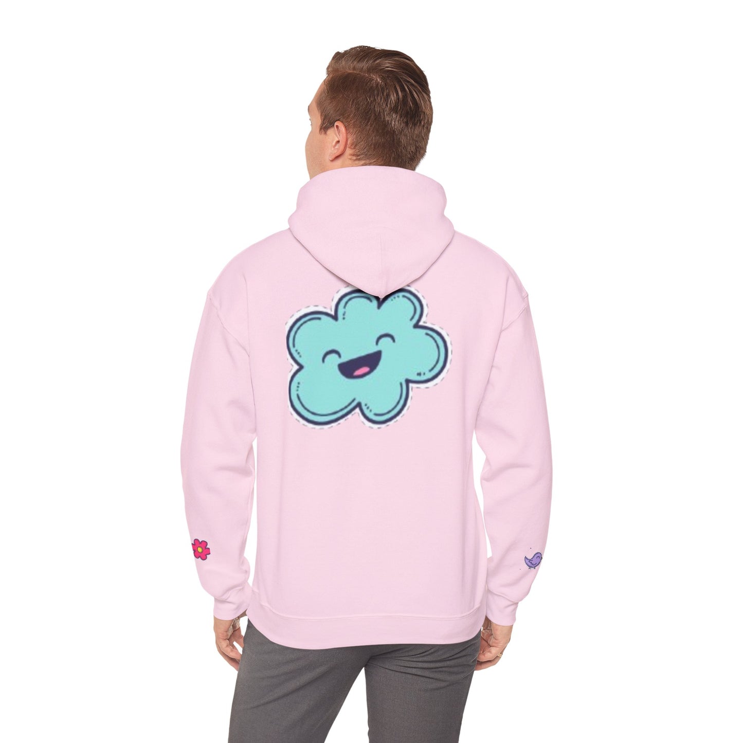 Cute Illustrated Hoodie with Flowers,  Sweatshirt for Spring, Funny Cloud Design, Gift for Teens, Cozy Casual Wear