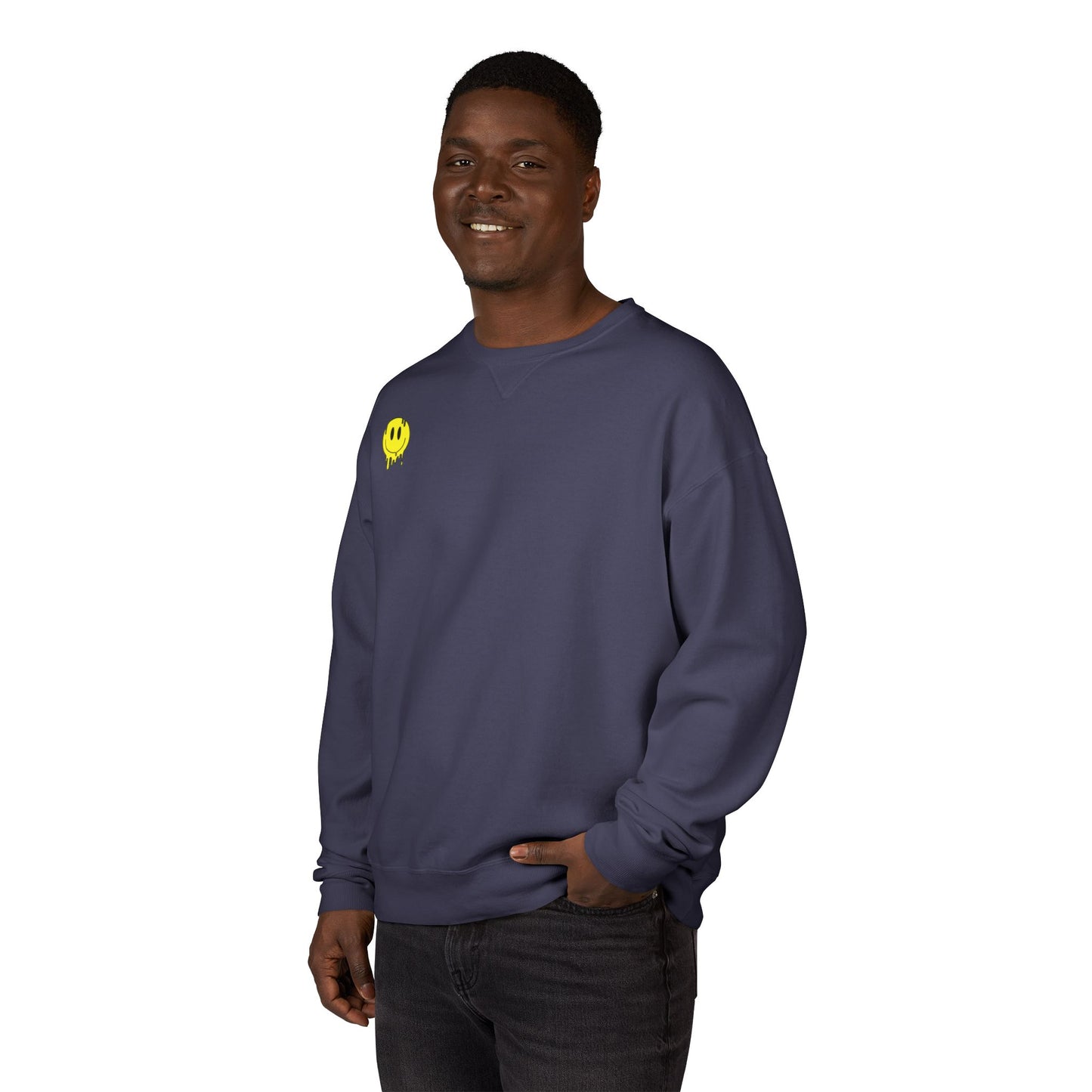 Smiley Face ComfortWash Sweatshirt | Cozy  Crewneck for Everyday Wear, Gifts, Relaxation, Casual Outfits, Cheerful Vibe