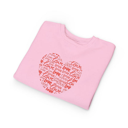 Toddler Love Heart Sweatshirt, Cute Baby Crewneck, Valentine Gift, Adorable Kids Apparel, Heart Sweatshirt for Toddlers