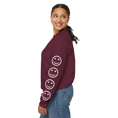 Smiley Face Crewneck Sweatshirt , Casual Wear, Gift for Friends, Cozy Layering, Everyday Comfort