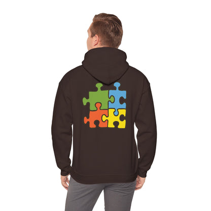 Colorful Puzzle Piece Hoodie for Creative Minds, Perfect for Gifts, Cozy Sweatshirt for Everyday Wear,