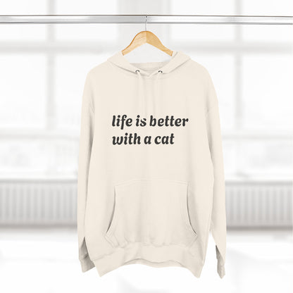 Cat Lover's Three-Panel Fleece Hoodie - Cozy Cat Hoodie, Gift for Cat Lovers, Cute Pet Apparel, Cat Mom Sweatshirt, Birthday Gift