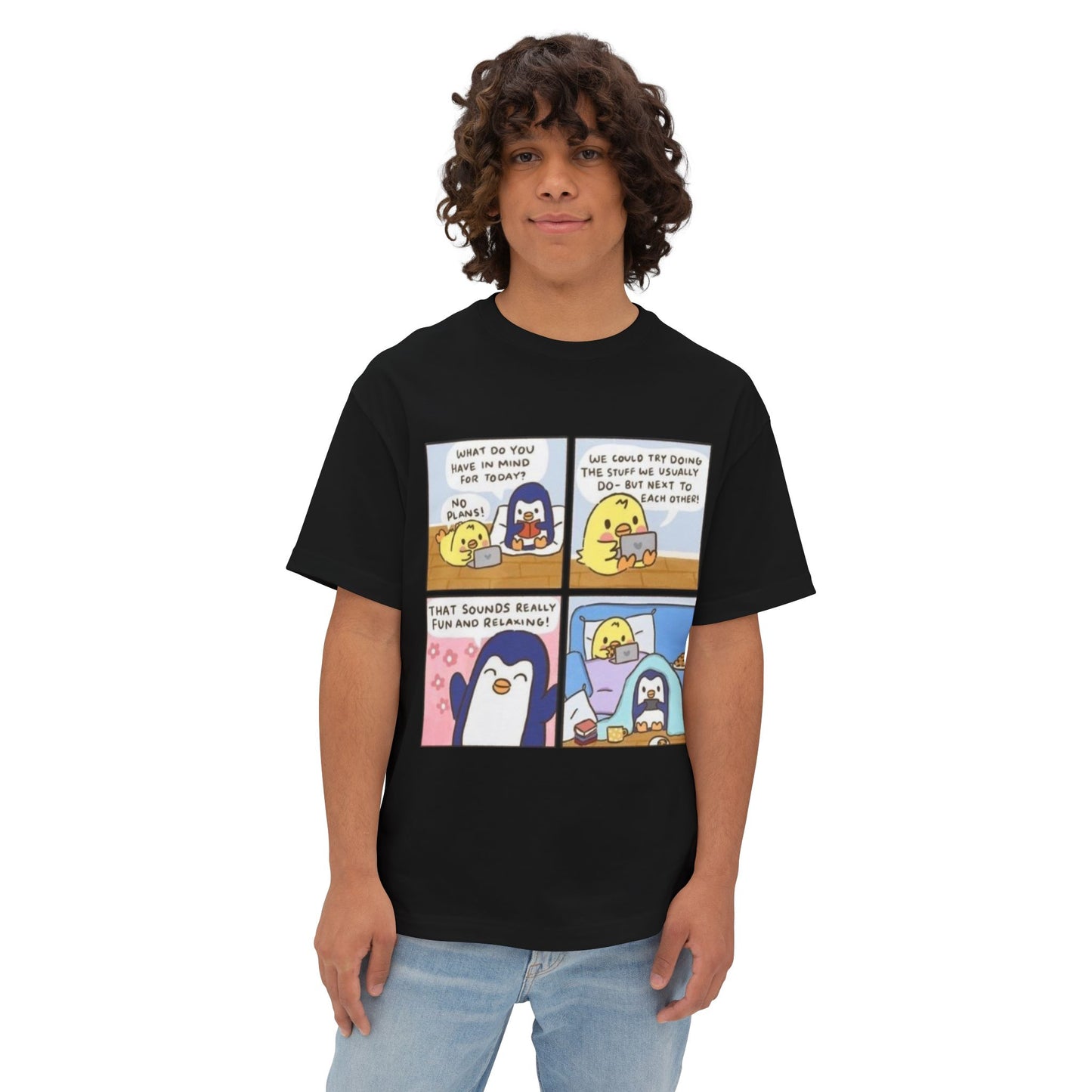 Cute Penguin Graphic Tee, Funny Animal Oversized T-Shirt, Cartoon Lovers Gift, Casual Summer Wear, Cozy Lounge Top