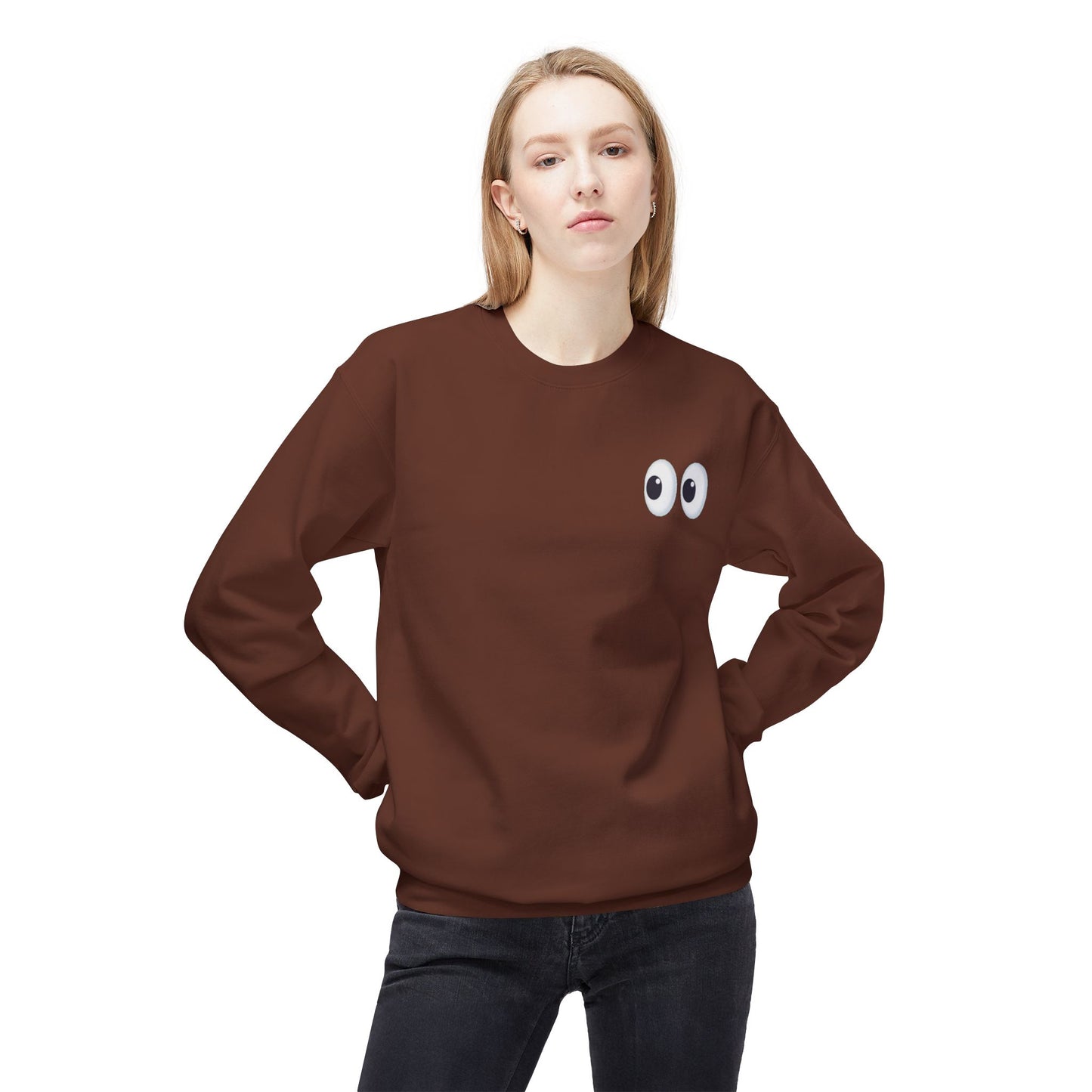 Cute Eyes Crewneck Sweatshirt, Cozy  Fleece, Perfect for Gifts, Casual Wear, Everyday Comfort