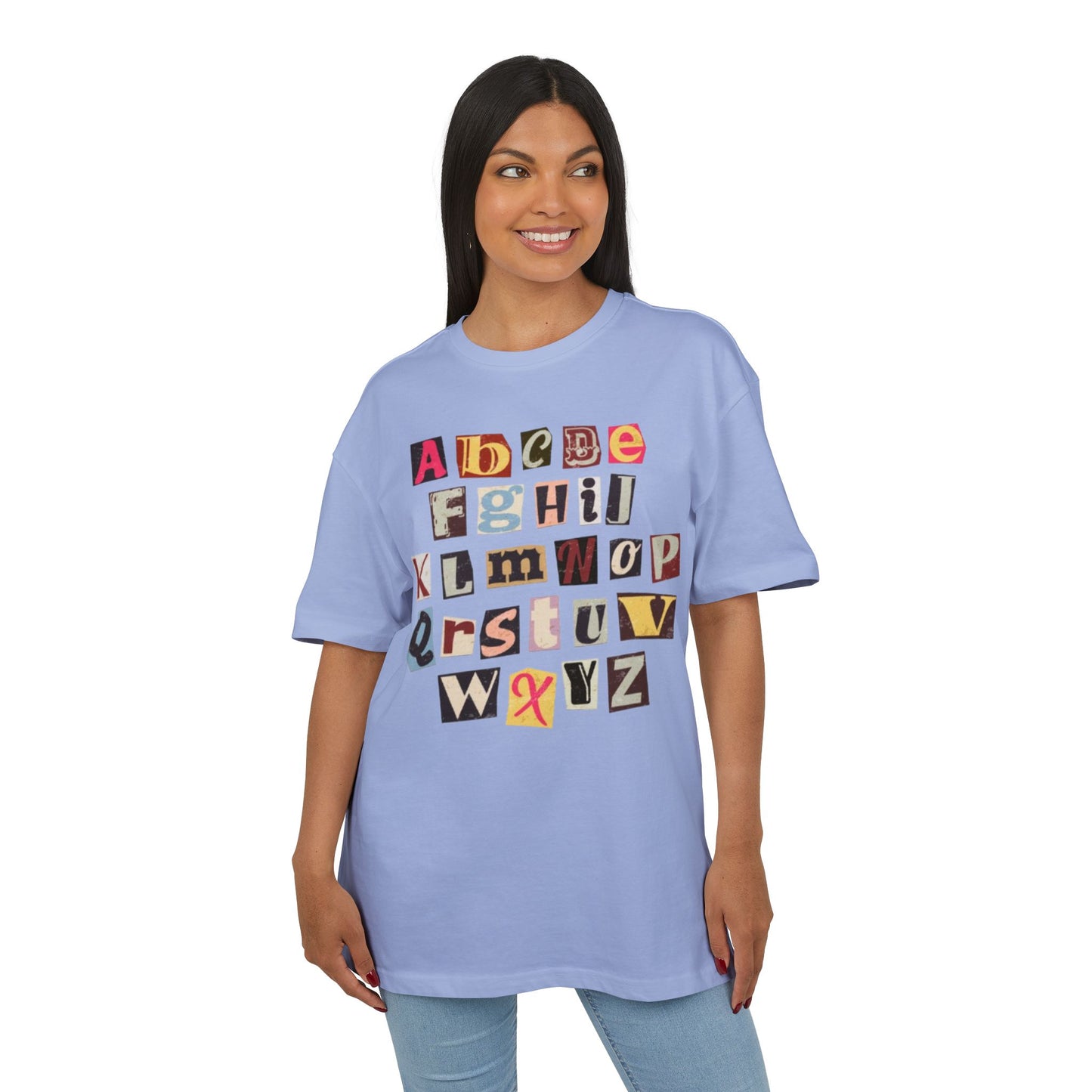 Playful Alphabet Oversize Tee, Comfortable Graphic Shirt, Casual Wear, Gift for Kids and Adults, Fun T-Shirt for Any Occasion