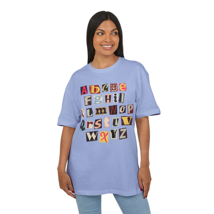 Playful Alphabet Oversize Tee, Comfortable Graphic Shirt, Casual Wear, Gift for Kids and Adults, Fun T-Shirt for Any Occasion