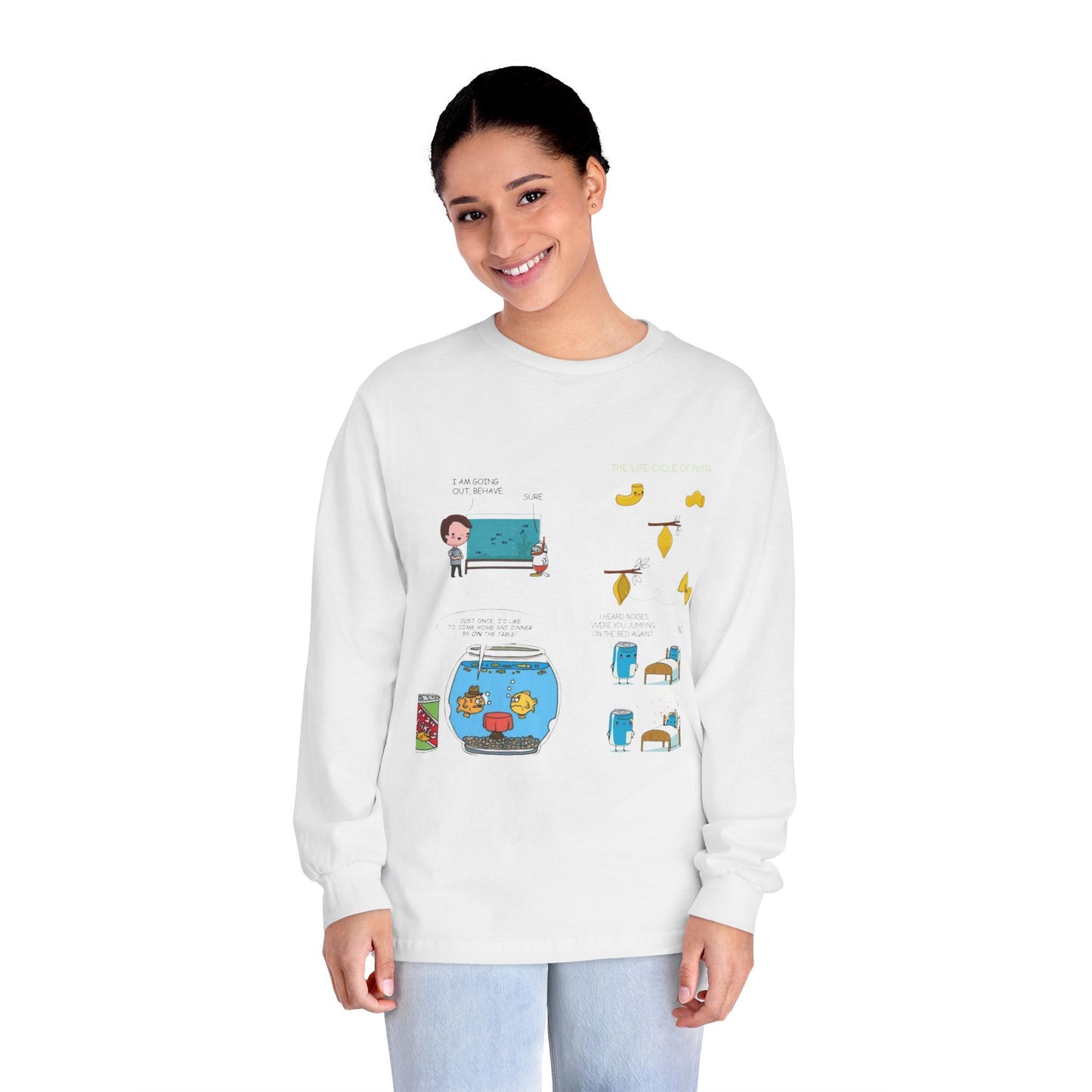 Whimsical Long Sleeve Tee for Creative Minds, Funny Gift, Casual Wear, Art-Inspired Fashion,  Graphic T-Shirt