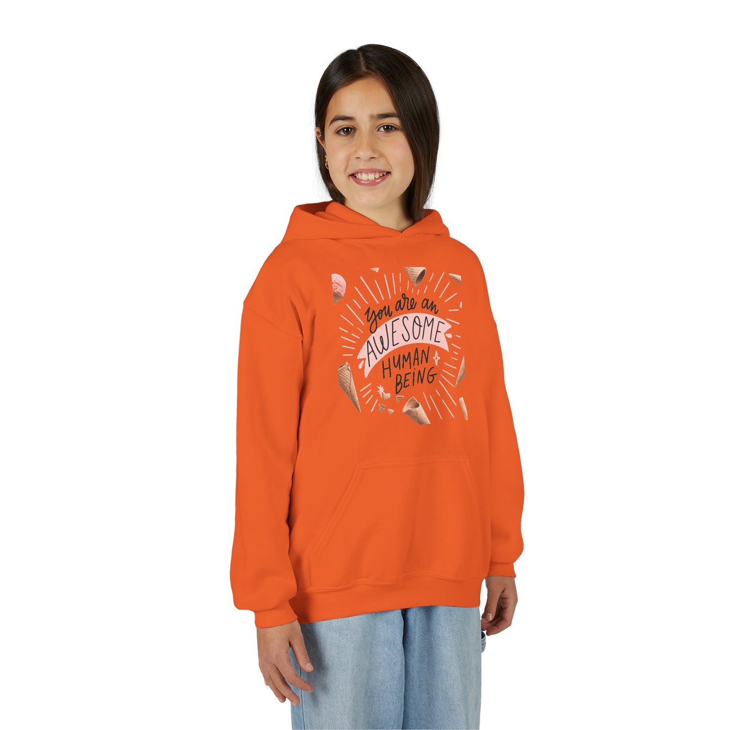 Youth Inspirational Hoodie - You Are An Awesome Human Being, Perfect Gift for Teens, Motivational Sweatshirt, Birthday Present