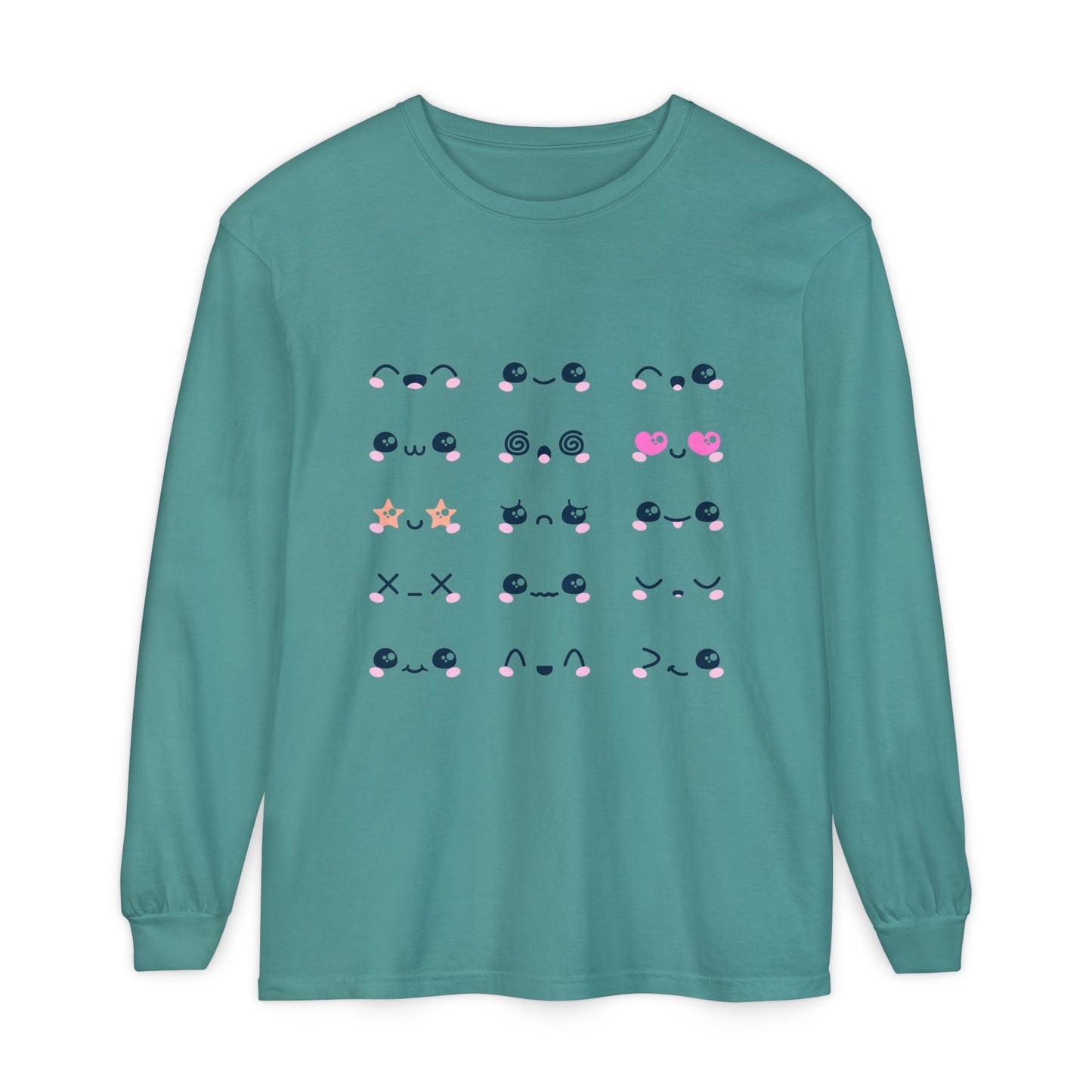 Cute Emojis Long Sleeve T-Shirt, Casual Wear, Gift for Friends, Cute Long Sleeve, Everyday Style, Graphic Tee