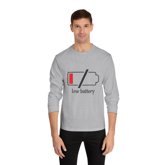 Low Battery Long Sleeve T-Shirt | Funny Tech Shirt | Perfect Gift for Gamers | Casual Wear | Comfortable Everyday Tee
