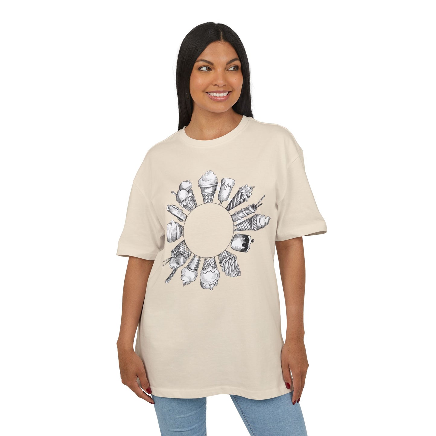 Ice Cream Lovers  Heavy Oversize Tee, Summer Fashion, Casual Wear, Gift for Foodies, Ice Cream Enthusiasts, Comfort Tee
