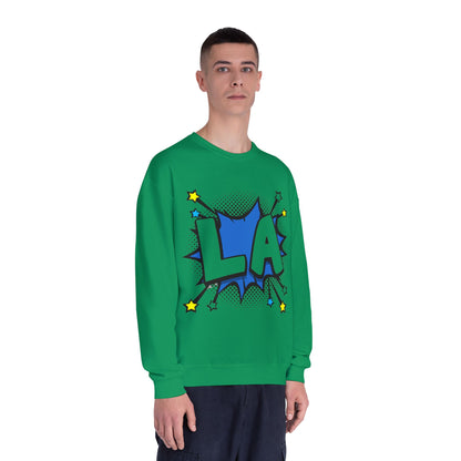 Cool LA Comic Style Crewneck Sweatshirt,  Graphic Sweater, Gift for Him, Her, Casual Wear