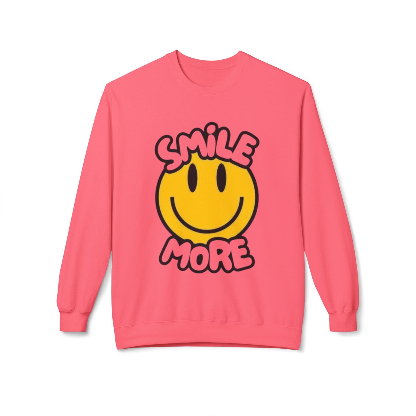 Smiley Face Fleece Crewneck Sweatshirt | Sweatshirt for Everyday Comfort, Gifts, Casual Wear, Smile More Apparel, Cozy Fashion