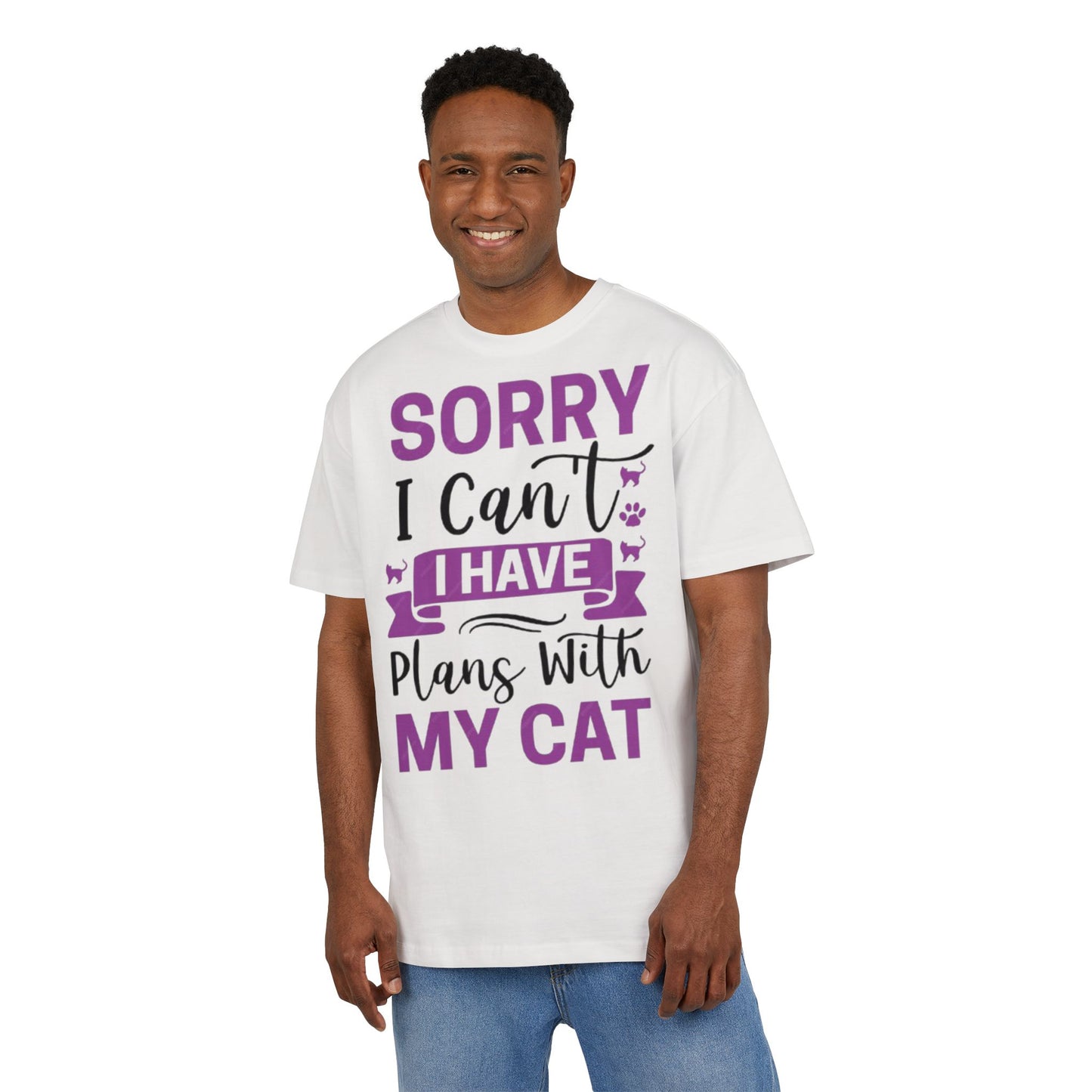 Cat Lover's Oversize Tee: Sorry I Can't, I Have Plans With My Cat - Funny Pet Tee, Gift for Cat Owners, Casual Everyday Wear, [...]