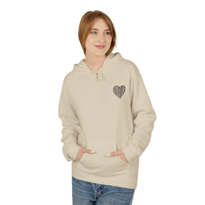 Striped Heart Fleece Hoodie - Soft, Cozy Apparel for All Seasons