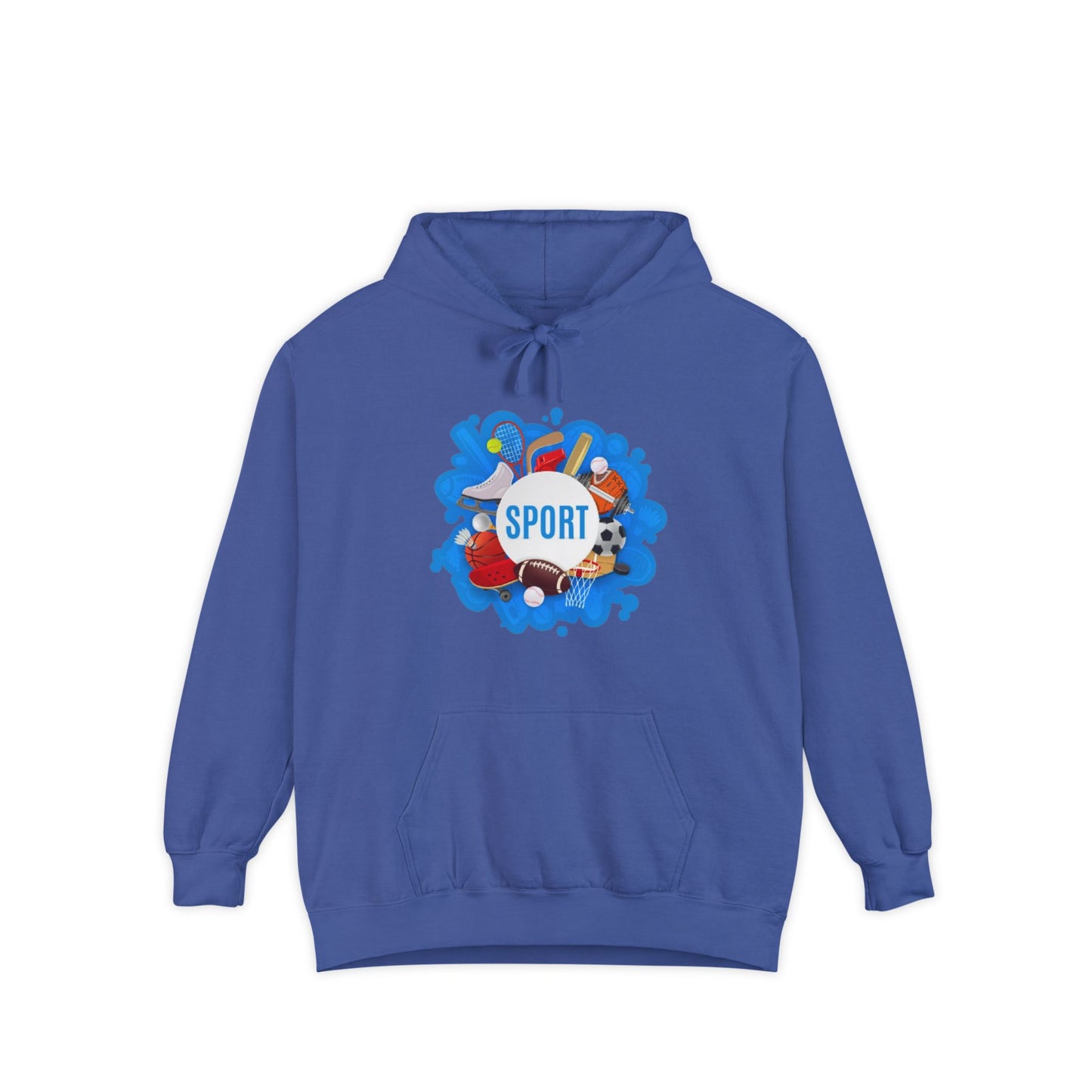 Sporty  Garment-Dyed Hoodie - Casual Comfort for Sports Lovers,  Apparel, Activewear, Gift for Athletes, Cozy Loungewear