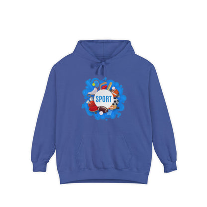Sporty  Garment-Dyed Hoodie - Casual Comfort for Sports Lovers,  Apparel, Activewear, Gift for Athletes, Cozy Loungewear