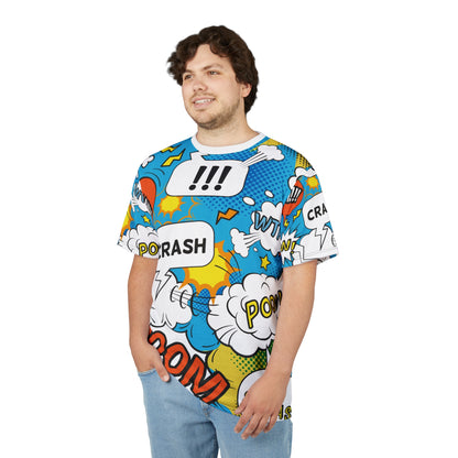 Comic Book Graphic Tee,  Tee, AOP T-shirt, Fun Graphic Shirt, Gift for Comic Lovers, Casual Wear, Cartoon Print Tee