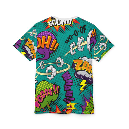 Comic Book Graphic Tee,  Tee, AOP T-shirt, Fun Graphic Shirt, Gift for Comic Lovers, Casual Wear, Cartoon Print Tee