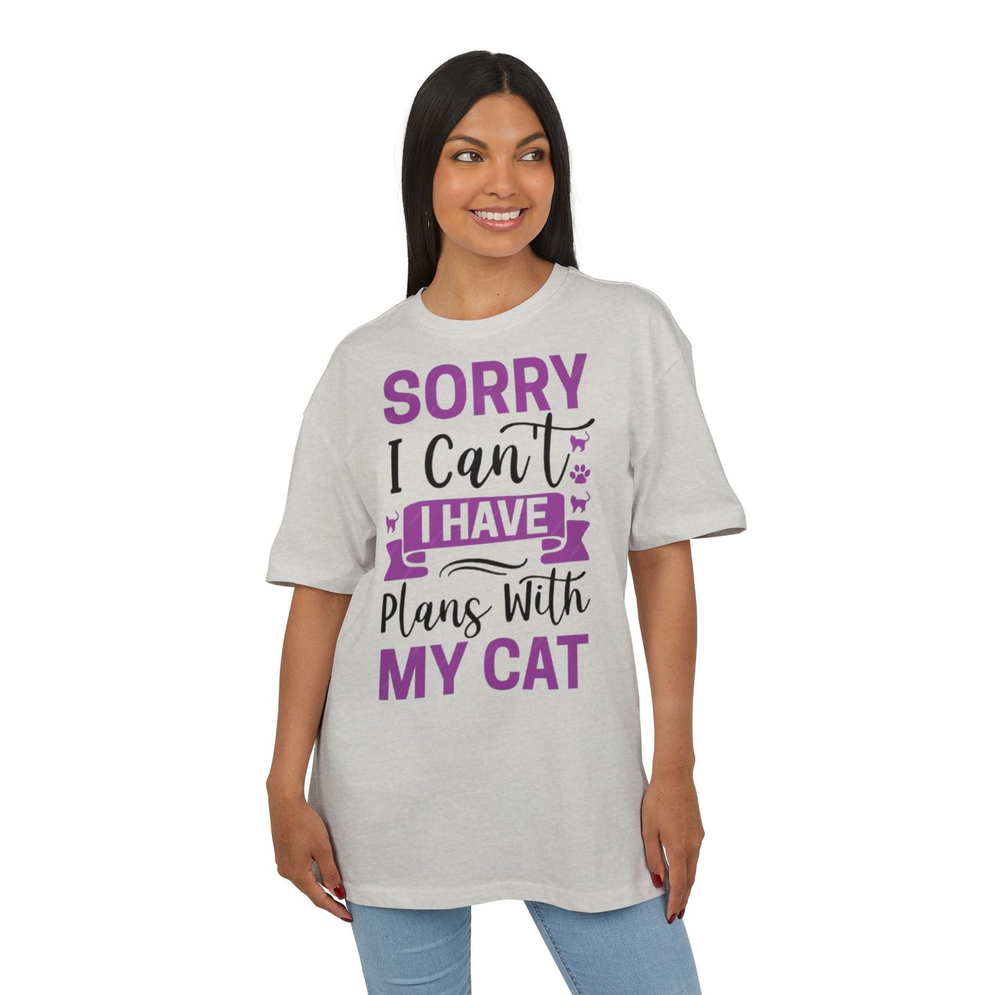 Cat Lover's Oversize Tee: Sorry I Can't, I Have Plans With My Cat - Funny Pet Tee, Gift for Cat Owners, Casual Everyday Wear, [...]