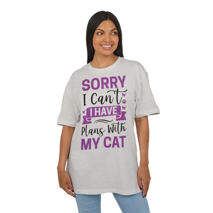 Cat Lover's Oversize Tee: Sorry I Can't, I Have Plans With My Cat - Funny Pet Tee, Gift for Cat Owners, Casual Everyday Wear, [...]