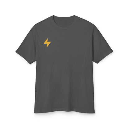 Heavyweight Cotton Tee with Lightning Bolt Design, Casual T-Shirt for Everyday Wear, Gifts for Friends, Birthday, Music Festival