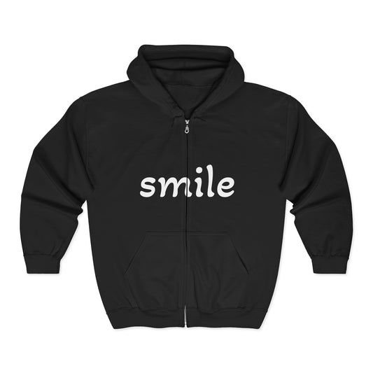 Smile  Zip Hoodie - Cozy Comfort for Everyday Style, Gift for Friends, Encouraging Apparel, Birthday or Casual Wear