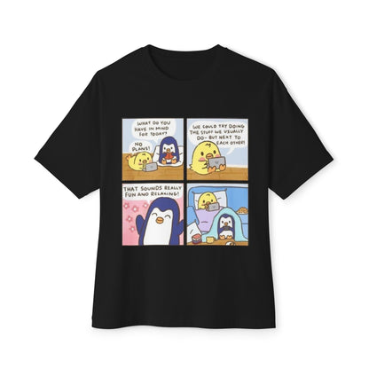 Cute Penguin Graphic Tee, Funny Animal Oversized T-Shirt, Cartoon Lovers Gift, Casual Summer Wear, Cozy Lounge Top