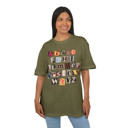 Playful Alphabet Oversize Tee, Comfortable Graphic Shirt, Casual Wear, Gift for Kids and Adults, Fun T-Shirt for Any Occasion