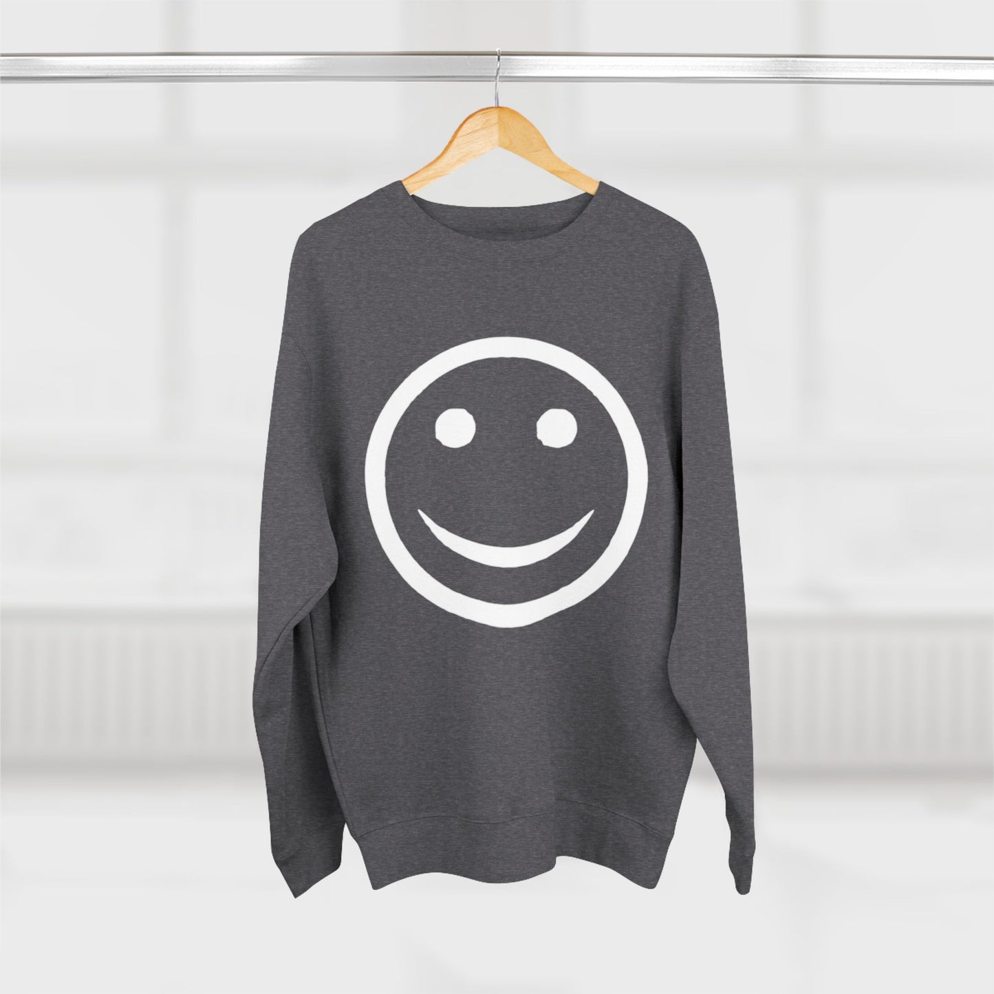 Happy Face Crewneck Sweatshirt, Cozy Gift for Friends, Casual Style, Everyday Wear, Fun Mood Boost