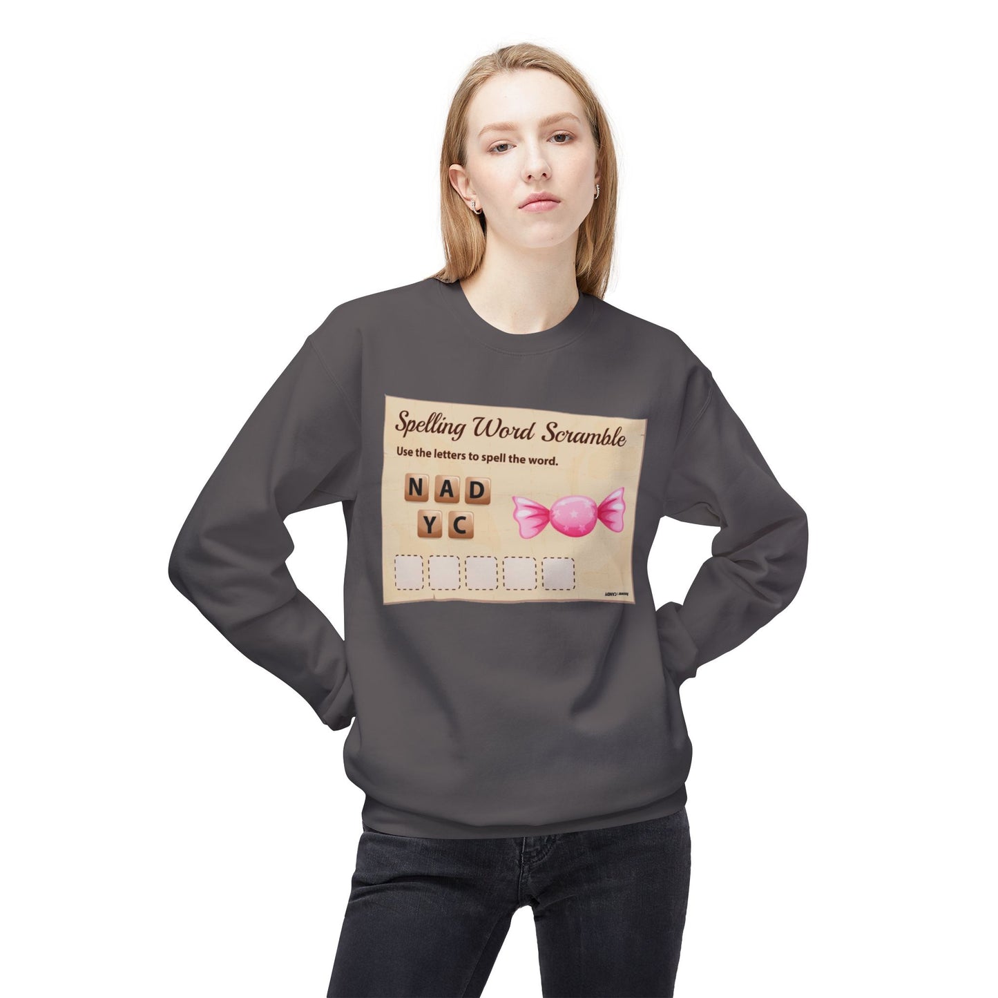 Creative Spelling Word Scramble Crewneck Sweatshirt, Fun Apparel, Unique Gift, Cozy Wear, Interactive Teaching Tool