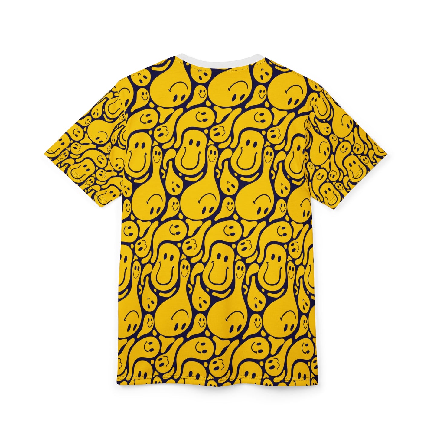 Smiley Face  Cut & Sew Tee, Fun Graphic Shirt, Casual Wear, Gift for Friends, Bright Summer Fashion, Cheerful Tee
