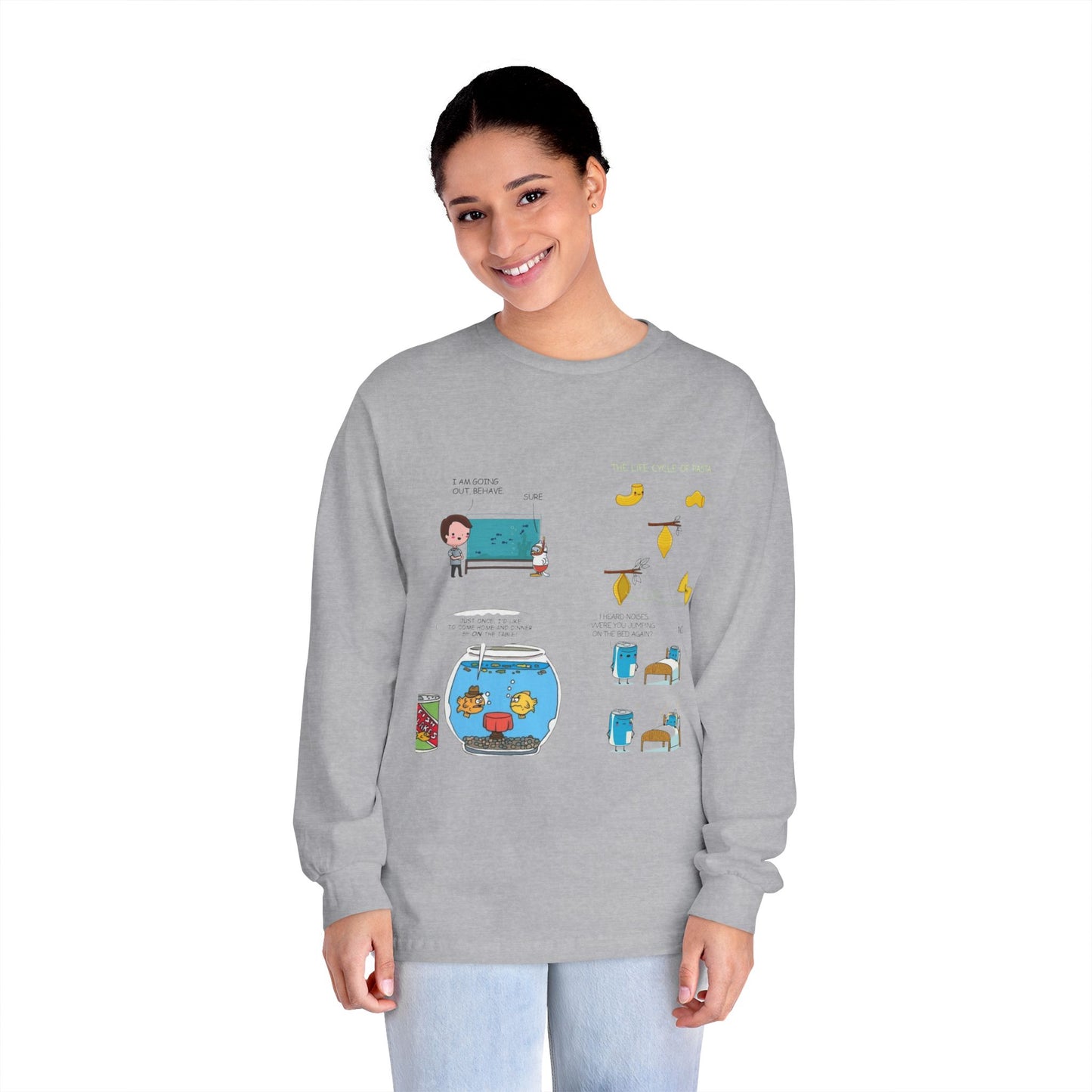 Whimsical Long Sleeve Tee for Creative Minds, Funny Gift, Casual Wear, Art-Inspired Fashion,  Graphic T-Shirt