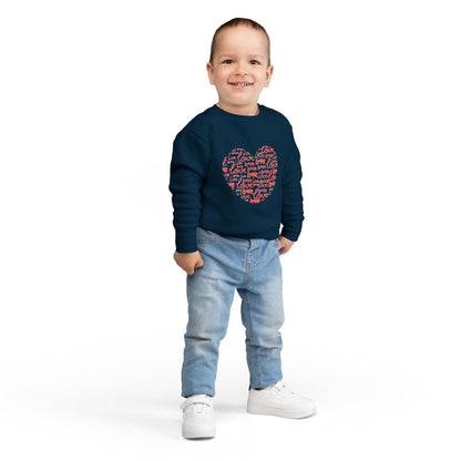 Toddler Love Heart Sweatshirt, Cute Baby Crewneck, Valentine Gift, Adorable Kids Apparel, Heart Sweatshirt for Toddlers