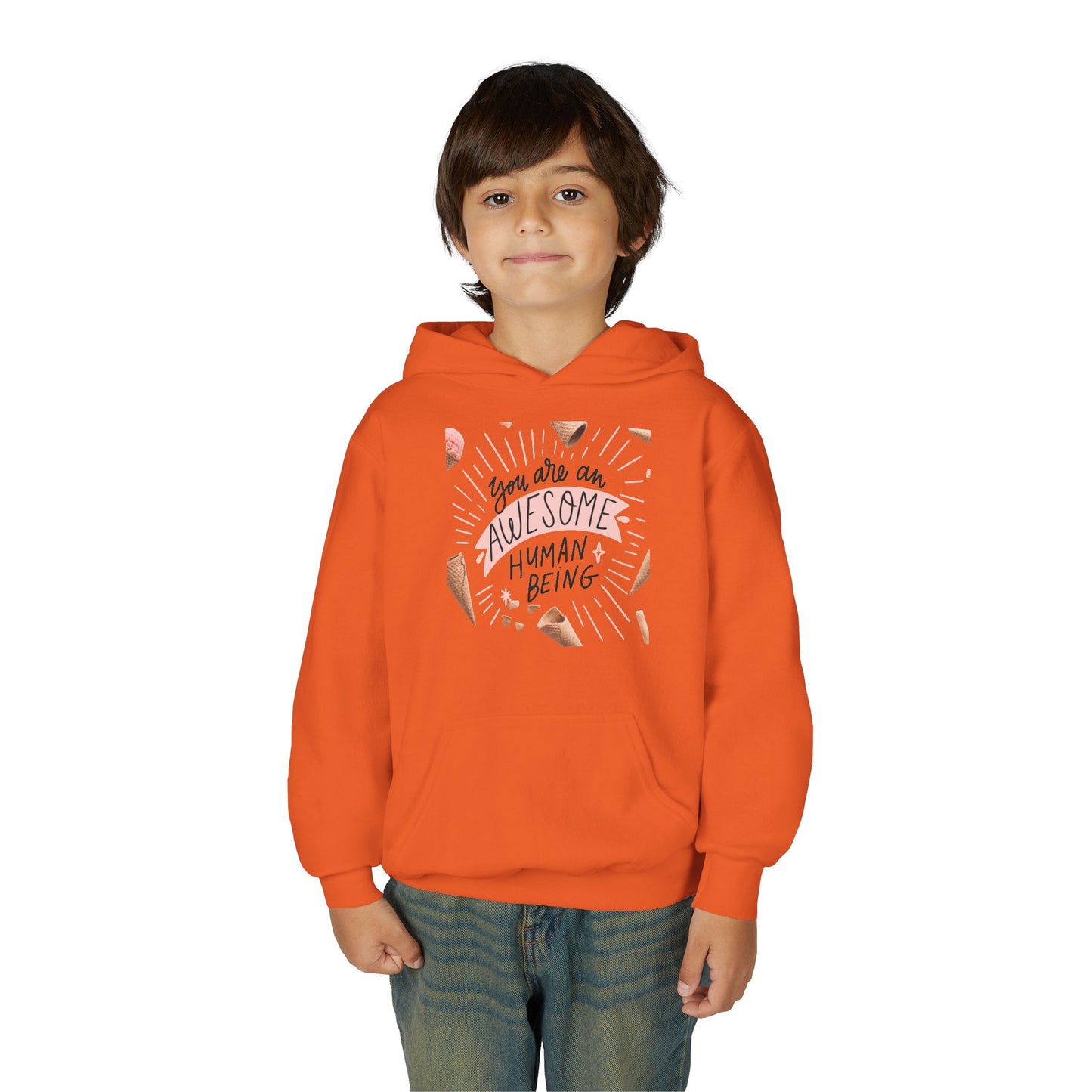 Youth Inspirational Hoodie - You Are An Awesome Human Being, Perfect Gift for Teens, Motivational Sweatshirt, Birthday Present