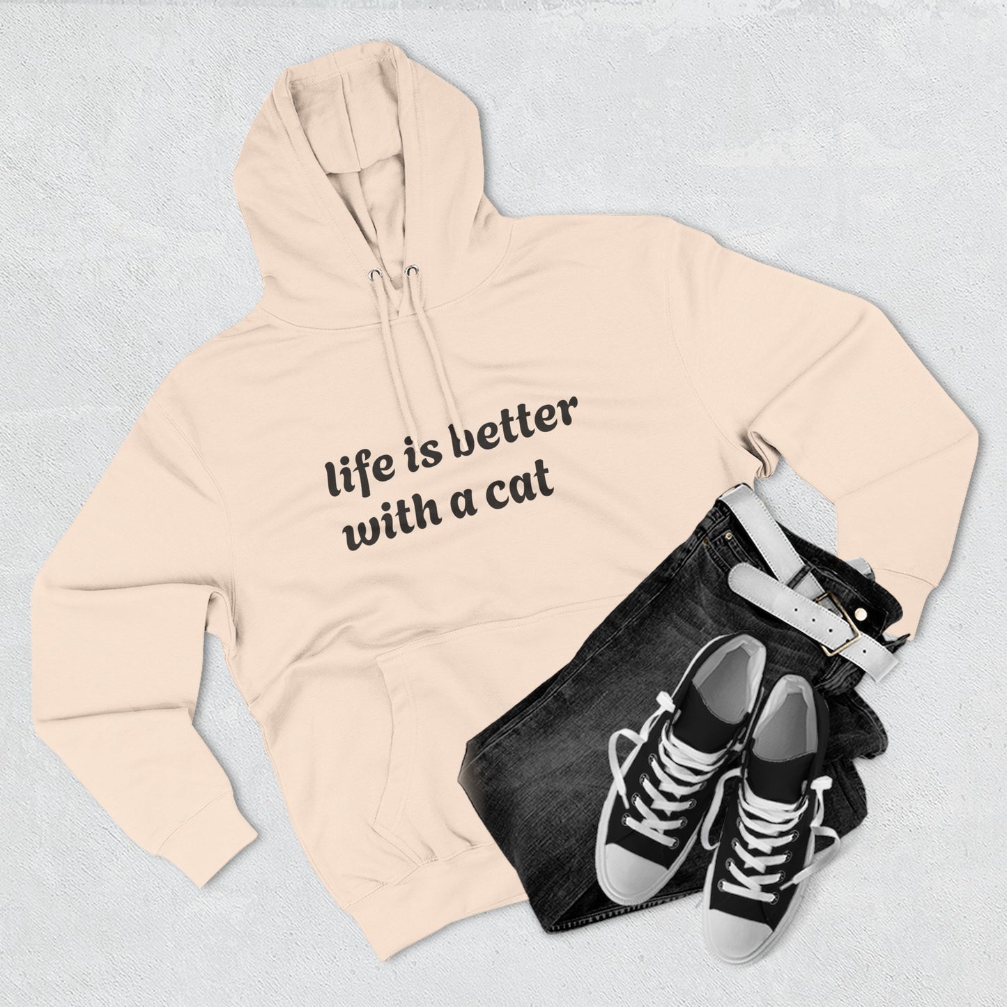 Cat Lover's Three-Panel Fleece Hoodie - Cozy Cat Hoodie, Gift for Cat Lovers, Cute Pet Apparel, Cat Mom Sweatshirt, Birthday Gift