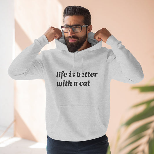 Cat Lover's Three-Panel Fleece Hoodie - Cozy Cat Hoodie, Gift for Cat Lovers, Cute Pet Apparel, Cat Mom Sweatshirt, Birthday Gift