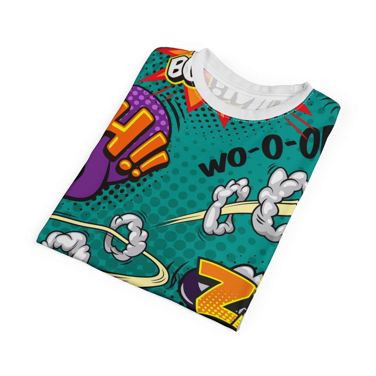 Comic Book Graphic Tee,  Tee, AOP T-shirt, Fun Graphic Shirt, Gift for Comic Lovers, Casual Wear, Cartoon Print Tee