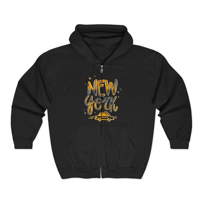 New York Adventure Hoodie,  Full Zip Sweatshirt, NYC Gift, Travel Fashion, Cool Streetwear, Casual Wear