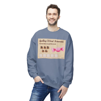 Creative Spelling Word Scramble Crewneck Sweatshirt, Fun Apparel, Unique Gift, Cozy Wear, Interactive Teaching Tool